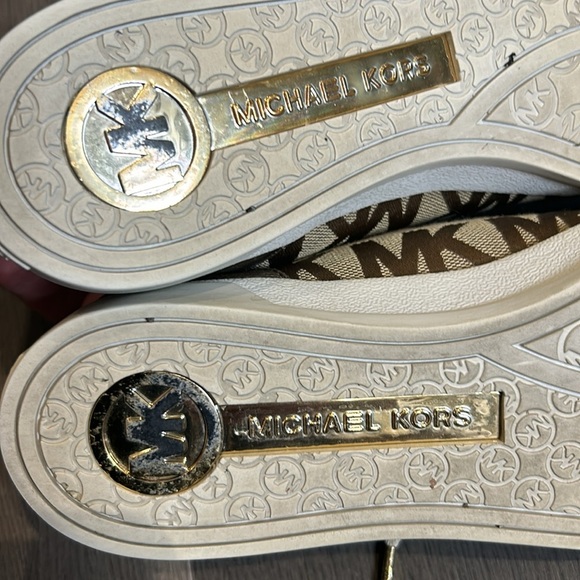 Michael Kors City Sneaker Shoe Monogram MK Lace up Gold Sneakers Women size 8 - Picture 14 of 16